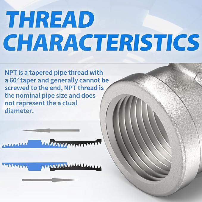 ChillWaves 304 Stainless Steel Pipe Fitting, Male Branch Tee 1" NPT Female x 1" NPT Male x 1" NPT Female Thread Adapter(2-PACK)