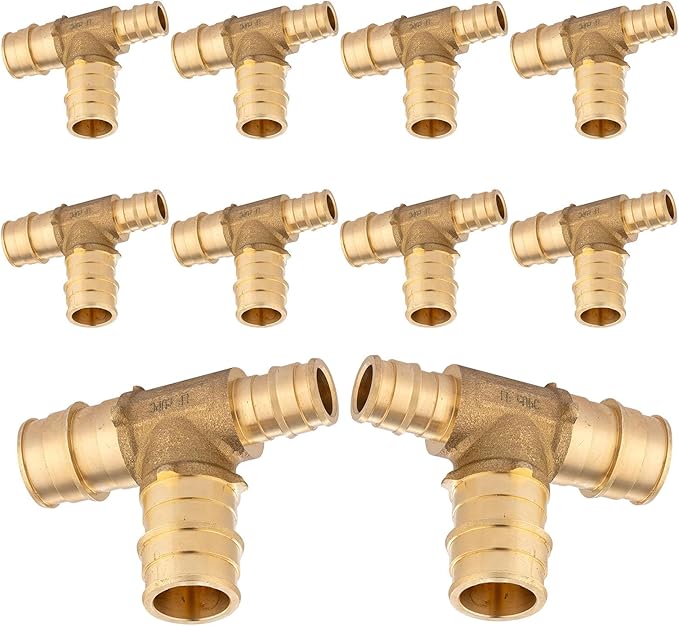 (10-Pack) Seelink 3/4" x 1/2" x 3/4" PEX-A Tee Expansion Fittings, for PEX Tubing Pipe Hose Fittings, ASTM F1960(PEX1960046-10Pack)