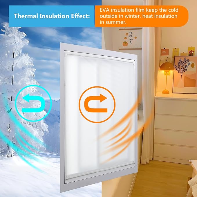 DIY Magnetic Window Insulation kit Frosted Film with White Frame Max 47"X51"Fits Any Size Smaller