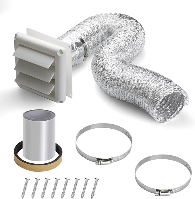 Dryer Vent Kit Through Wall with Hose/Duct Connector/Wall Plate,3 Inch Dryer Vent Hose Connector Ducting Kit for Bathroom Exhaust Fan Ventilation,Ceiling Washer Air Circulation