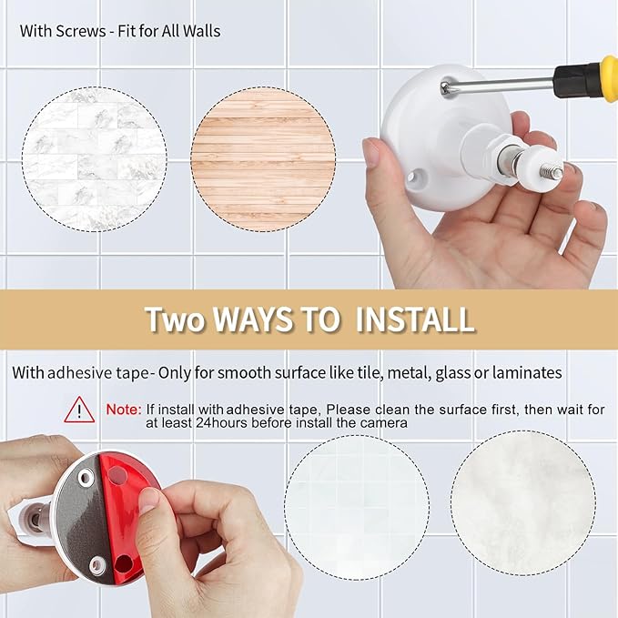 ALERTCAM 2Pack Adhesive Wall Mount for Stick Up Cam & Outdoor Cam Plus, 360 Degree Adjustable Screwless Bracket for Your Surveillance Camera, 2 Ways Installation Without Drilling