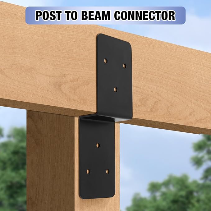 4 PCS 3"x 5" Z Brackets Post to Beam Support, Heavy Duty Carbon Steel Double Angle Channel Angle Support for Wood Shelf Fixing Timber Connector Pergola Bracket
