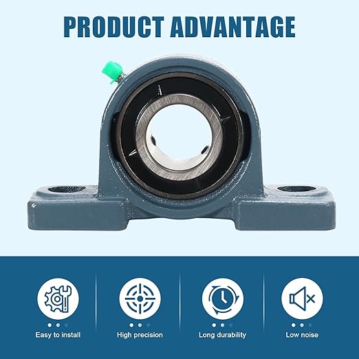 2 Pack UCP207-22 Pillow Block Bearing 1-3/8" Bore Mounted Bearing Block Self Alignment Solid Cast Iron Base Chrome Sealed Bearings