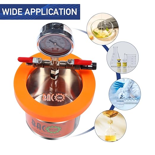 BACOENG 2 Quart Vacuum Chamber with Pump, Stainless Steel Degassing Chamber Kit for Resin, Silicone and Epoxies