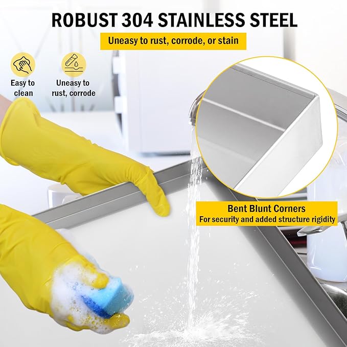 32" x 30" Washing Machine Drain Pan, 304 Stainless Steel Heavy Duty Washer Drip Tray with 4 Anti-Vibration Feet for Compact Washers