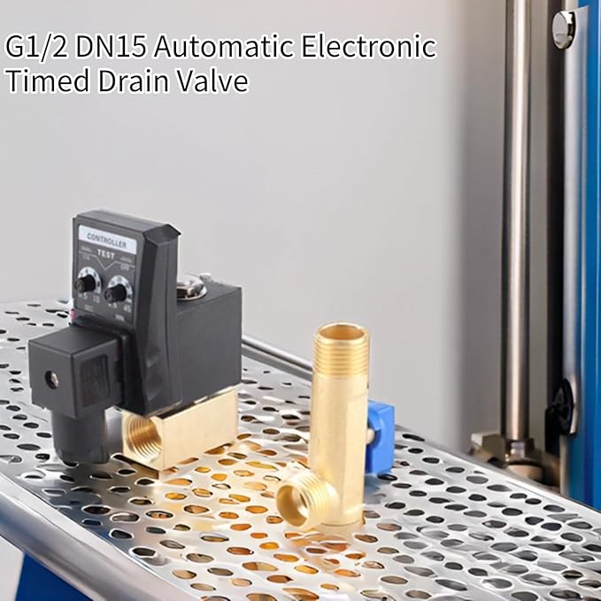 Automatic Drain Valve G1/2 DN15 Automatic Electronic Timed Drain Valve for Air Compressor Condensate Management (230V)