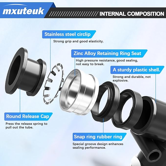 mxuteuk Push to Connect Fittings,1/4" OD to 1/8" NPT Air Hose Fittings,1/8" Quick Connect Fittings,Pneumatic Elbow and Straight Combination(12PCS)