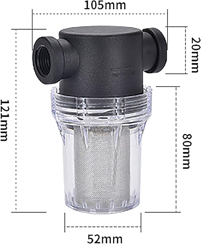Water Filter, 1/2''Twist-On Pipe Strainer, Nylon PA66 cover, PC bowl, 304 Stainless Screen (1/2''40 Mesh Female water filter)