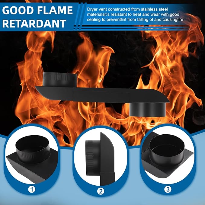 OEM Upgraded Periscope Dryer Vent (DIY) Design 6.5"&12" Adjustable length for Tight Spaces, compact dryer vent,Includes 1 Rolls Foil Tape(stainless steel Black) Renovation of laundry room space