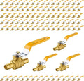100-Pack Foskan 1/2 Inch PEX Crimp Full Port Ball Valve with Yellow Handle, Brass Quarter Turn Shut-off Valve for PEX Tubing