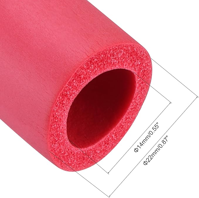 uxcell Foam Tubing for Handle Grip Support, Pipe Insulation, 14mm(9/16") ID 22mm OD 1m Length Red