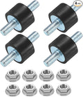 uxcell 4Pcs M5 x 12mm Rubber Mounts, 10 x 15mm Cylindrical Anti Vibration Isolator Studs Shock Absorber Double Studs with Nuts for Car Bobbin Generator Air Compressors