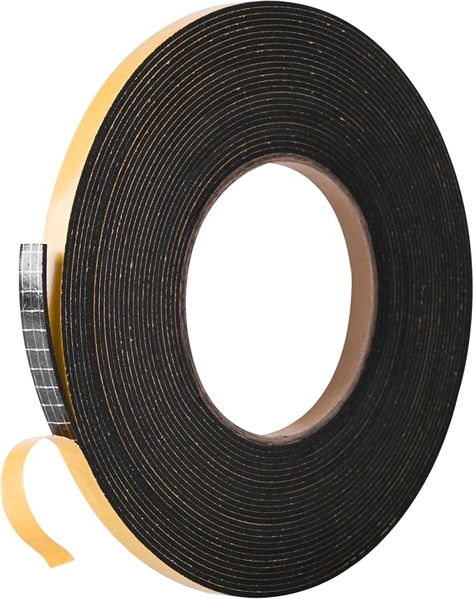 Self Adhesive Foam Tape Weatherstrip 1/4in x 1/16in x 33Ft High Density Foam Insulation Strips Foam Seal Weather Stripping with Strong Adhesive for Door and Window Sound Isolation Soundproofing