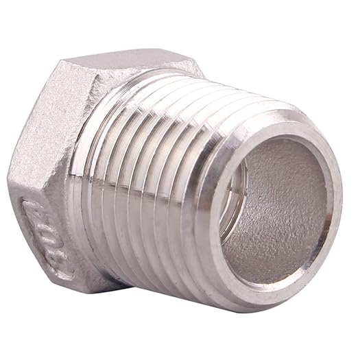 Stainless Steel Reducer Hex Flush Bushing, 3/8" NPT Male 1/4" NPT Female,Reducing Adapter Cast Pipe Fitting (pack of 2)