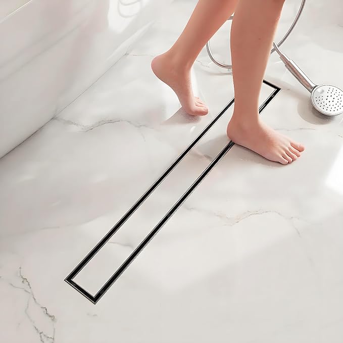 Neodrain 30-Inch Linear Shower Drain,with 2-in-1 Flat & Tile Insert Cover, Rectangle Shower Floor Drain, Linear Drain with Hair Strainer