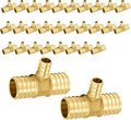 30-Pack PEX Fittings Niikappu 1"x1"x1/2" Pex Tee, Brass Crimp Pipe Fittings for PEX Pipes, ASTM F1807