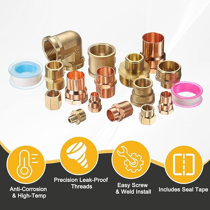 PATIKIL Brass Pipe Fitting, 3/8" BSP Male x 3/8" BSP Male Thread Connector Brass Hex Nipple Pipe Fitting Adapter for Gas Water Refrigeration System Conversion