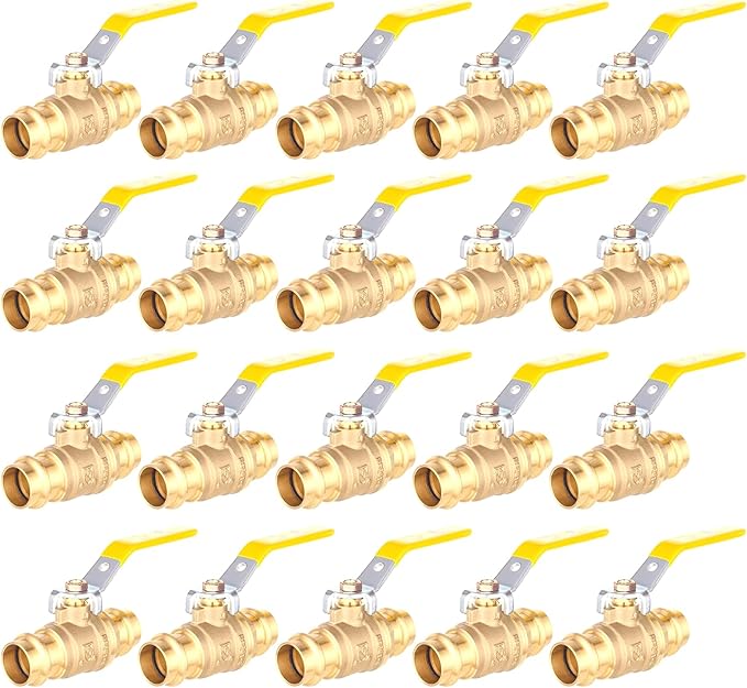 3/4-Inch Copper Press X Press Ball Valve for Copper Tubing,Brass Full Port Water Stop Shut Off Ball Valve,1/4 Turn with EPDM O-ring(Pack of 20)(VALVE243-20Pack)