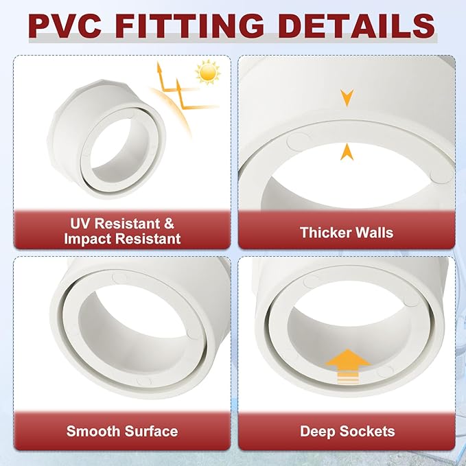 6Pcs 4" x 3" PVC Reducer Bushing Fitting, SCH40 (Spigot x Socket) Furniture Grade PVC Pipe Fitting, Reducer Bush Adapter for Home Sewer Plumbing, Industrial, Pipe Connection, White