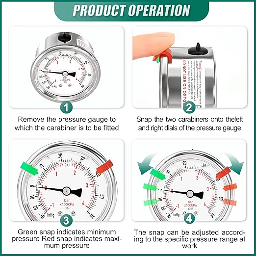 -30inHG-60PSI Stainless Steel Liquid Filled Pressure Gauge, 2.5" Dial Size, 1/8" NPT Back Mount, for Tube, Water Pump, Gas, Liquid, Pressure Test (with Range Mark Pointer)