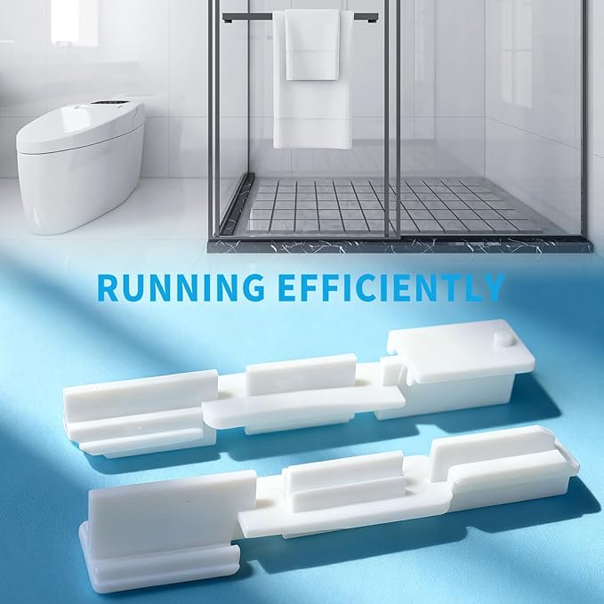 2PCS Framed Sliding Shower Door Bottom Guide White Shower Door Guide for Glass Shower Door Systems Compatible Glass Doors Track Guide, Sliding Door Jamb Repair Kit Shower Door Parts Replacement