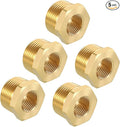 Pack of 5, 1" NPT Male to 1/2" NPT FeMale Solid Brass Hex Bushing, Hose Fittings Adapter Reducer Fit for Pipe Leak Repair, Bathroom Remodeling, Tool Extensions, Compression