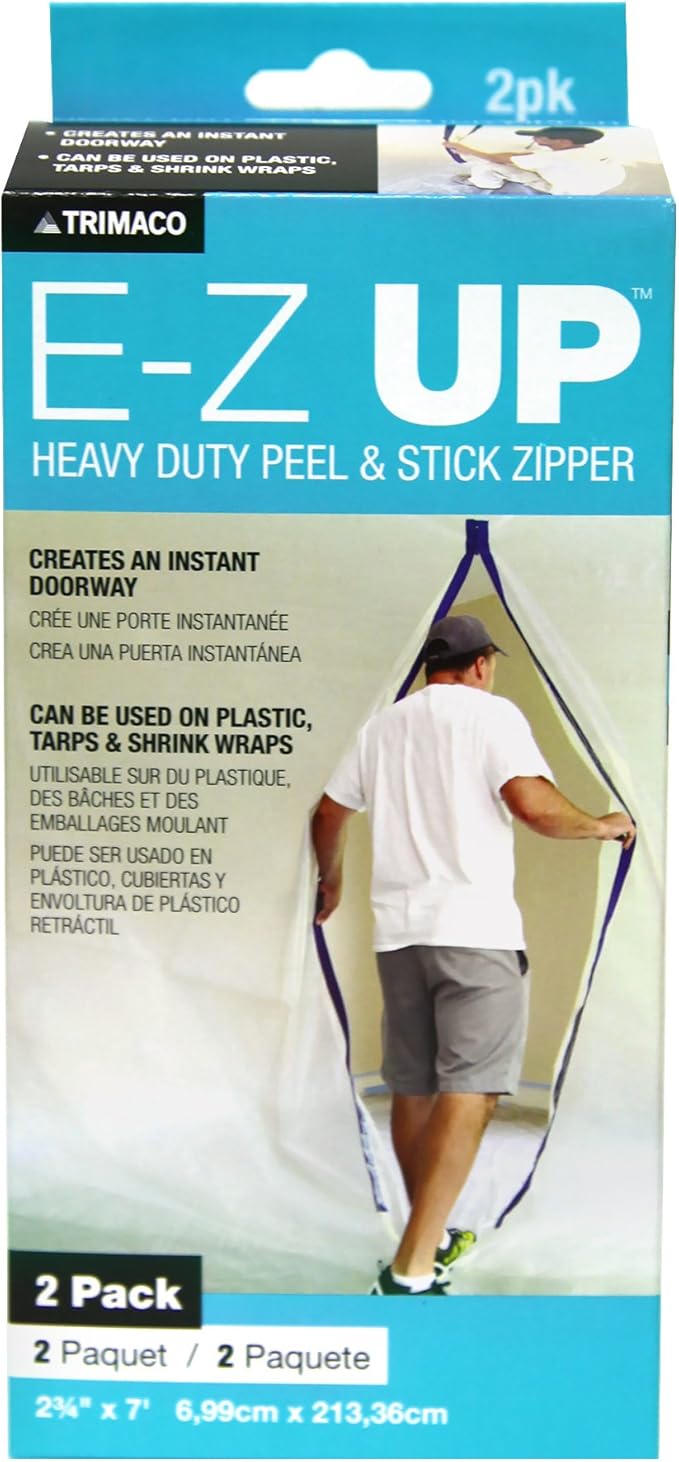 Trimaco 06184.4 E-Z UP Peel + Stick Zipper, Blue