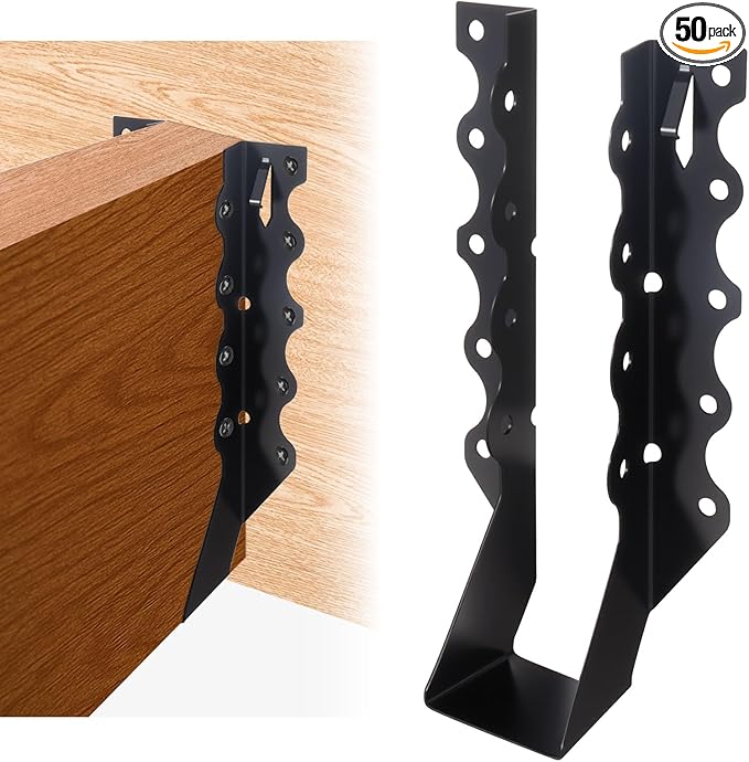 50 Pcs 2x8 Joist Hangers, 20 Gauge Face Mount Rafter Brackets for Wood, Hurricane Ties for Deck, Floor, Ceiling & Roof Framing