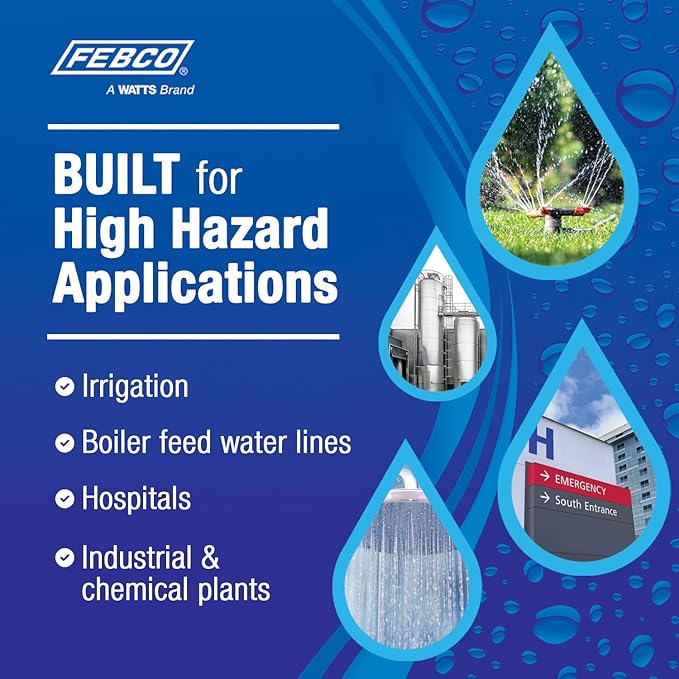 Febco 825YA Series 1-1/2" Bronze Reduced Pressure Zone Backflow Preventer Assembly, Quarter Turn Shutoff, N Pattern, Angle Union Connections, Flood Sensor with SentryPlus Alert Technology