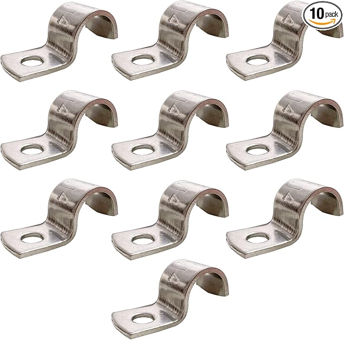 5/9 Inch Pipe Strap 304 Stainless Steel Conduit Strap 1 Hole Heavy Duty Strap Clamp for Tube Pipe or Wire Cord Installation(14mm 10pcs)