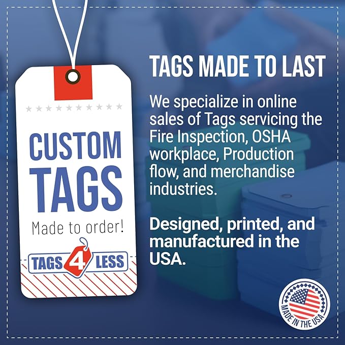 Tags 4 Less Custom Fire Extinguisher Tags – Preventative Maintenance Labels for Monthly Inspections, Alternative to Safety Sticker for Easy Record-Keeping – Pack of 100 (Light Blue, Vinyl Plastic)