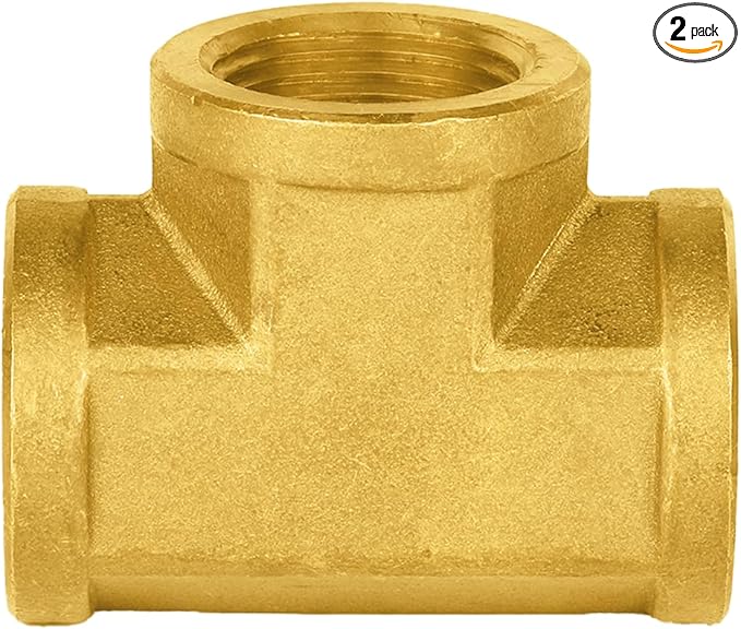 (Pack of 2) EFIELD 3/4" x 3/4" x 3/4" NPT Female Tee, Brass Pipe Fittings,(NPT104)
