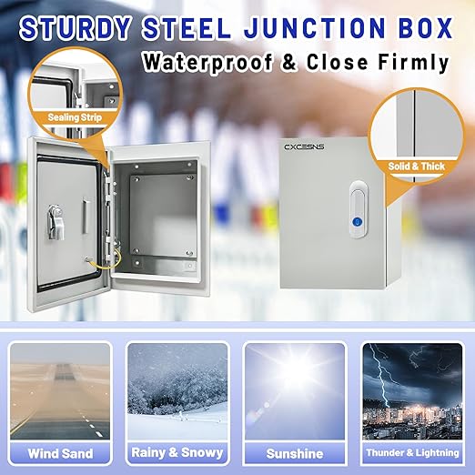 Outdoor Electrical Box 10 x 8 x 6''D NEMA 4X Enclosure Steel Box, Waterproof & Dustproof Outdoor/Indoor Lockable Electrical Junction Box, with Mounting Plate
