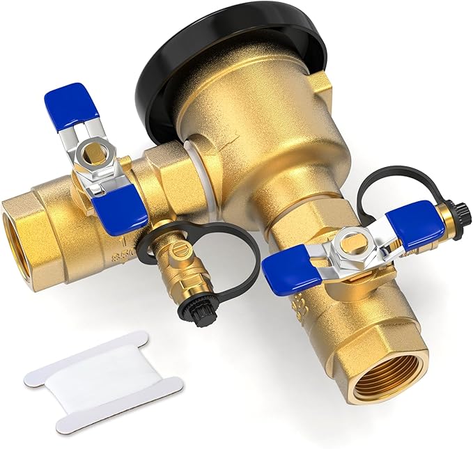 GASHER 1" Pressure Vacuum Breaker Assembly for 1-720A, Brass Irrigation Backflow Preventer, Max 400 PSI Back Siphon Valves for Irrigation System