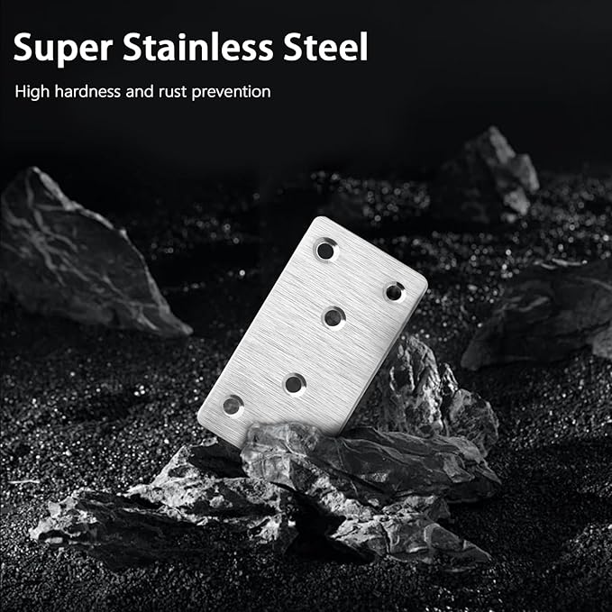 8 Pcs Mending Plate, 3.15 x 1.5 inch Stainless Steel Flat Plates with Holes, Straight Metal Mounting Braces Brackets Kit for Furniture, Wood Joint Connector (Silver, 3.15 inch)