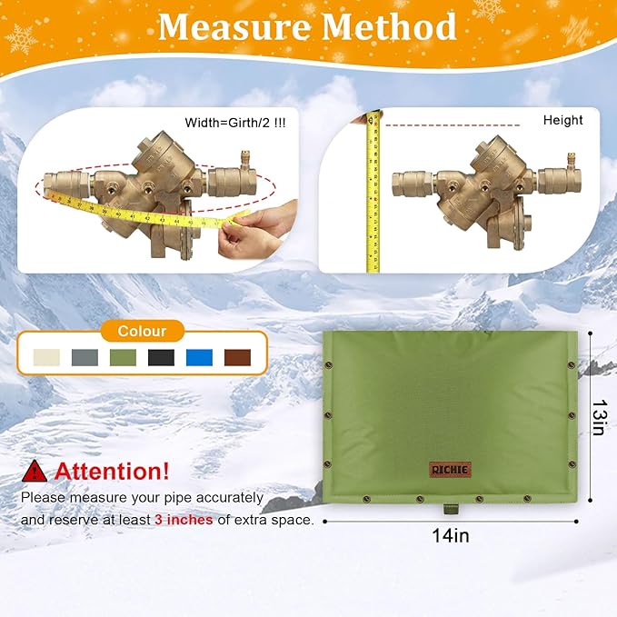 Backflow Preventer Insulated Cover (5°F) for Winter Freeze Protection, 21"W x 16"H Thickened Pressure Reducing Value & Well Pump Cover, Outdoor Waterproof Insulation Pouch for Sprinkler Valve, Green