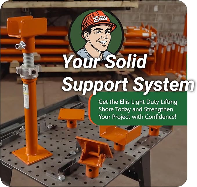 Ellis Manufacturing Light-Duty Steel Lifting Shore –House Jack for Foundation, Floor Leveling, and Concrete Bracing – 5,000 lb Safe Load Capacity – 86"-110" Adjustment