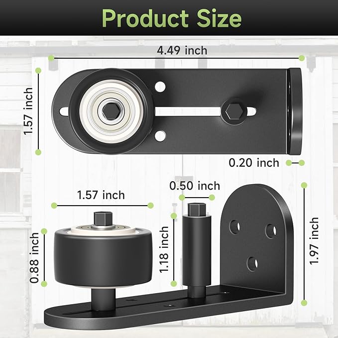 4PCS Sliding Barn Door Floor Guide, Quiet Bearing, Barn Door Adjustable Rubber Rollers, Barn Door Floor Track, Flush Bottom, Round Edge Design, 4.49" L*1.57" W*1.97" H
