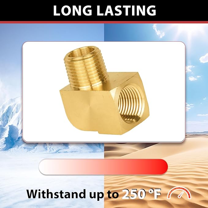 (Pack of 2) EFIELD Extruded 90 Degree Barstock Street Elbow, 1/2 Inch Male NPT Pipe to 1/2 Inch Female NPT Brass Pipe Fittings,(NPT129)