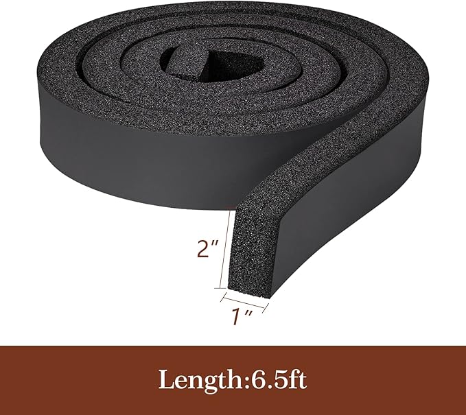 Yotache Open Cell Foam Air Conditioner Insulation Seal Strip 2"x1", Non-Adhesive Air Conditioning Weather Strip, 6.5 Feet Long