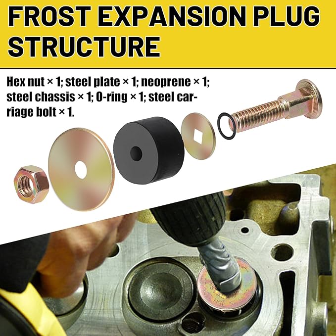 14Pcs 7 Sizes Neoprene Rubber Expansion Plug, 1-1/2'', 1-3/8'', 1-1/4'', 1-1/8'', 1'', 7/8'', 3/4'' Automotive Rubber Expandable Freeze Plugs Fit Hole Size: 3/4"~1-1/2" (19mm~38mm)