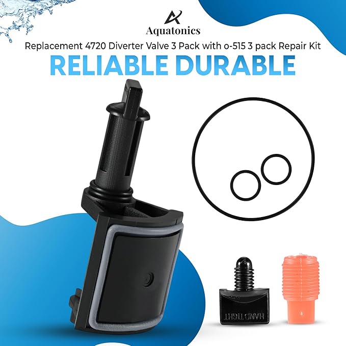Replacement 4720 Diverter Valve 3-Pack with O-Rings Repair Kit – Works with 1.5" and 2" Diverter Valves – Compatible with 2 & 3 Port Gray Pool Spa Valves – Durable Seals & Easy Install
