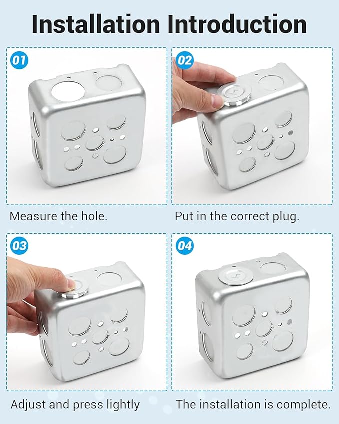24 Pcs 3/4 inch Knockout Seal Electrical Box Knockout Plugs Removable Seals for Conduit Pipe Assorted Sizes to Fit Unused Electrical Box Openings