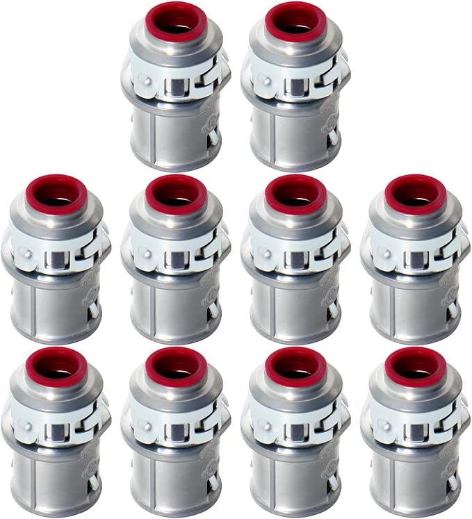 MAKERELE 3/8" Metal-Clad Cable Connector, Snap-in Conduit Fitting, Zinc Electrical Connector for Steel and Aluminum MC/AC Cable (10 pack)