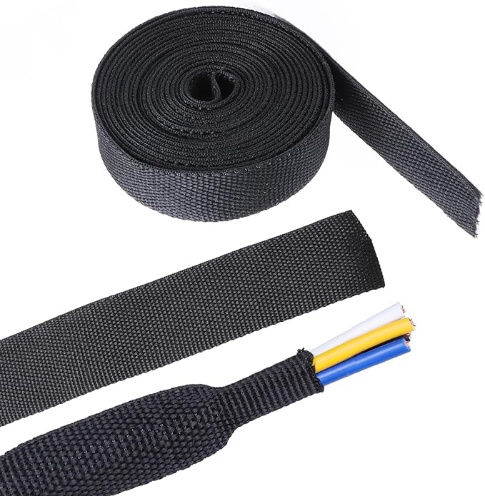 2 in 1 Heat Shrink Braided Sleeving Fabric Tubing-Ideal fit Irregular Shape Hose/Cable/Wire (3/4"(19mm), 22FT)