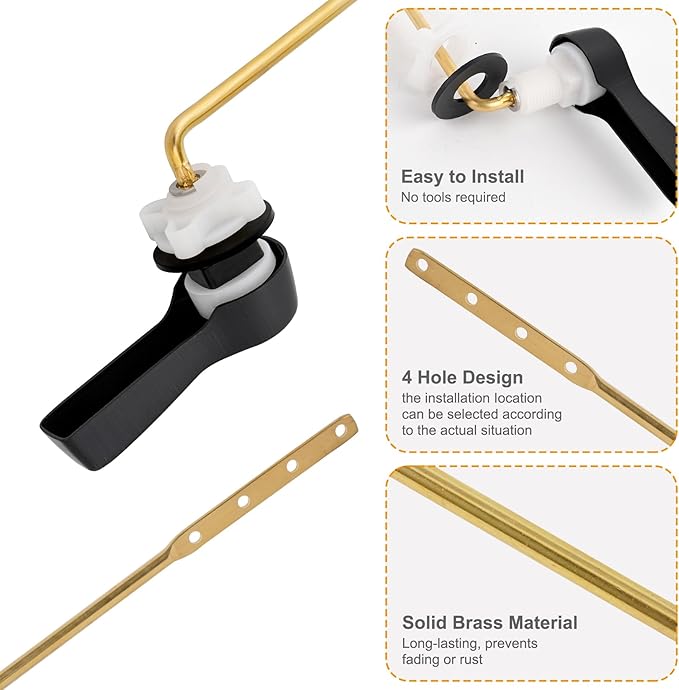 Hibbent 2 Pack Universal Front Mount Toilet Handle Tank Flush Lever Replacement Handle with 2 Pieces Stainless Steel Flapper Chains for Most Front Mount Toilets- Oil-Rubbed Bronze Finish