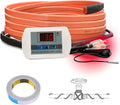 Cupohus Heat Tape for Water Pipes with Digital Display Thermostat 12FT, Freeze Protection Self-Regulating Heat Trace Cable for Metal, Plastic Home Pipes, Roof and RV, 110-120V