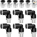 mankk 12PCS 1/4 Inch Tube OD x 1/8 Inch NPT Thread Elbow and Straight Combination 1/4 Push to Connect Fittings Pneumatic Fitting Kit Air Hose Quick Connect Fittings