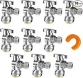 WiseWater Push to Connect Angle Stop Valve 1/2" Push x 3/8" Compression, 1/4 Turn for Quick Shut Off, Chrome Plated Brass with Disconnect Clip, for PEX, Copper, CPVC Pipes (Pack of 10)