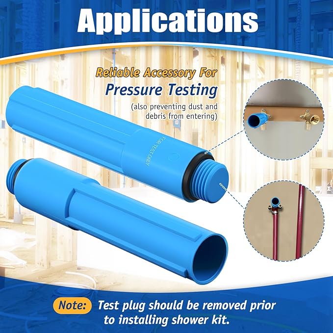 Feekoon 1/2 Inch MNPT Bathroom Shower Test Plug, Reusable Pressure Testing Plug for Shower and Tub Installations, Easy to Install (3 Pack)